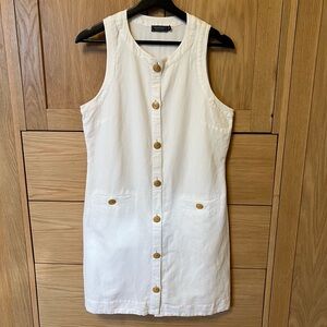 Vineyard Vines Linen Blend Button Front Mini Dress White Small Preppy Old Money
